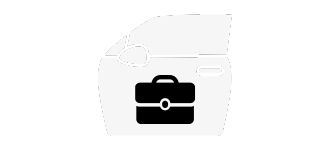 Car door outline with a sticker of briefcase on the side.