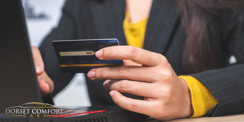 Paying for an online order using a credit card.